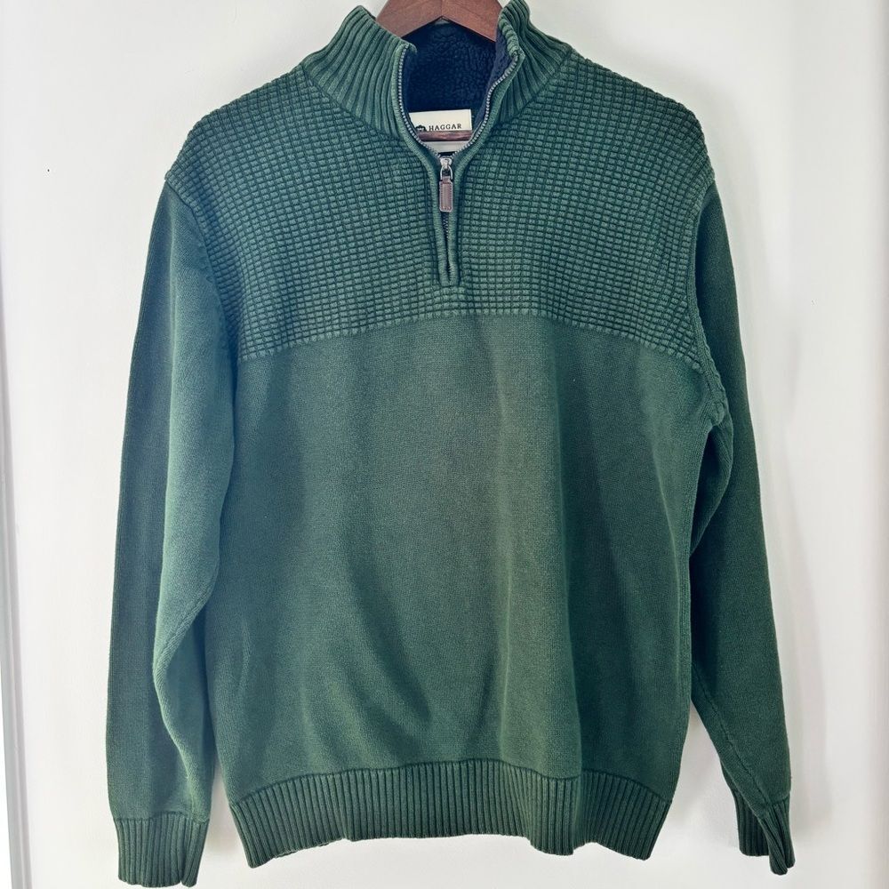 Haggar Men’s 1/4 Zip Pullover Sweater – Forest Green – XL